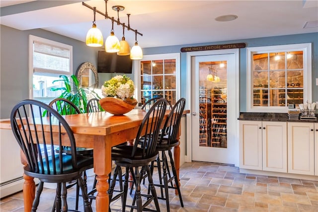 dining room featuring a baseboard radiator