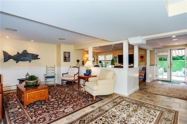 living room with a baseboard radiator