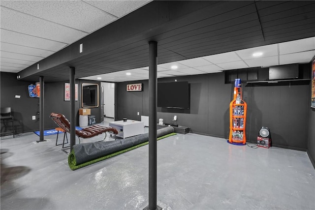 basement with a drop ceiling