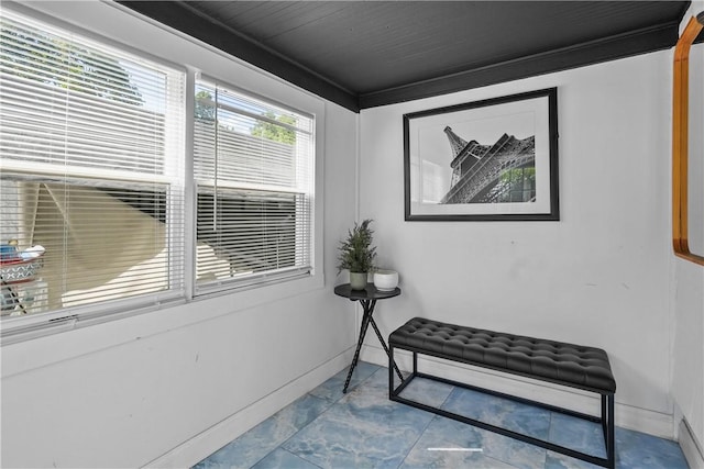 living area with light tile patterned flooring