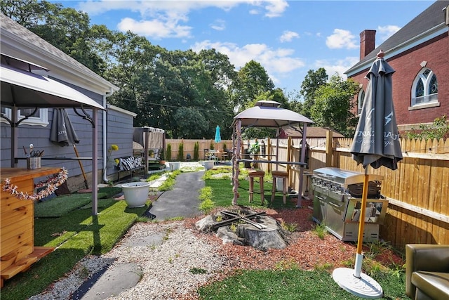 view of yard with a gazebo