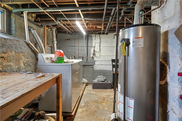 basement featuring gas water heater