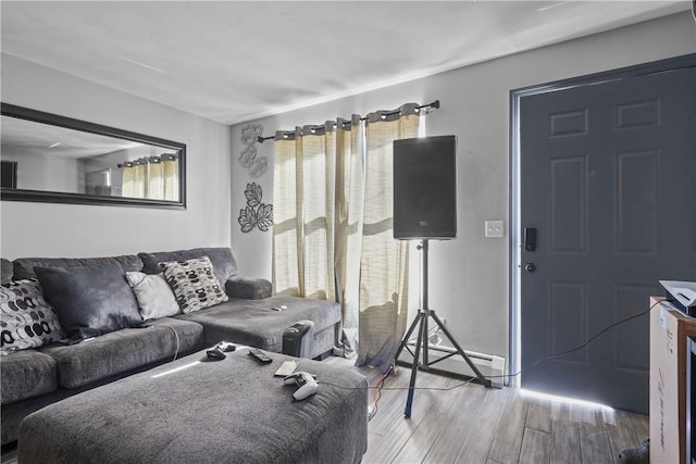 living room with hardwood / wood-style floors