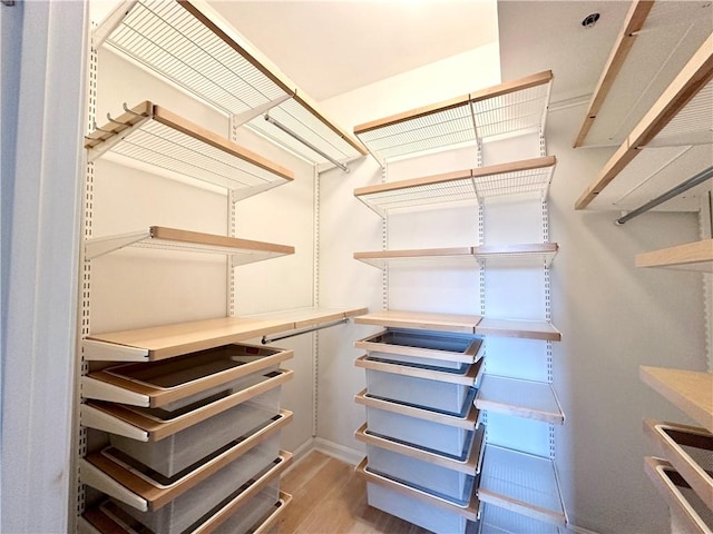 spacious closet with light wood-type flooring