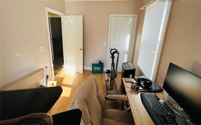 interior space with light hardwood / wood-style floors