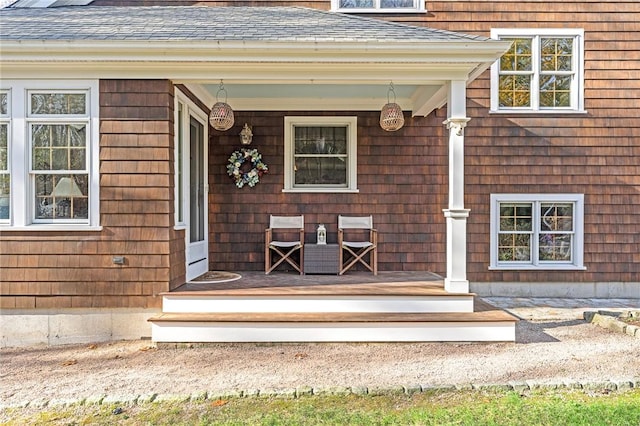 doorway to property with a porch