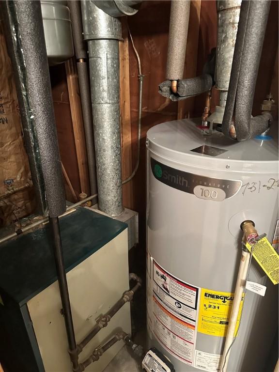 utility room with gas water heater