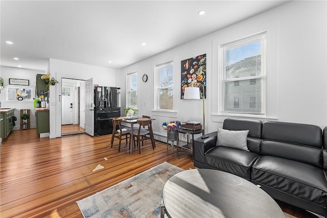 living room with hardwood / wood-style floors