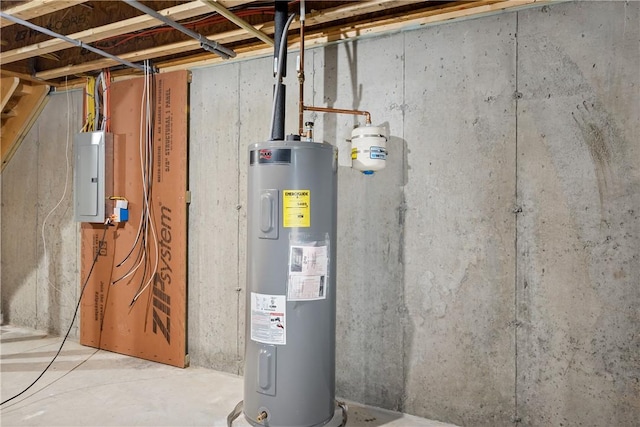 utilities with electric water heater and electric panel