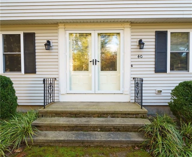 view of exterior entry with french doors