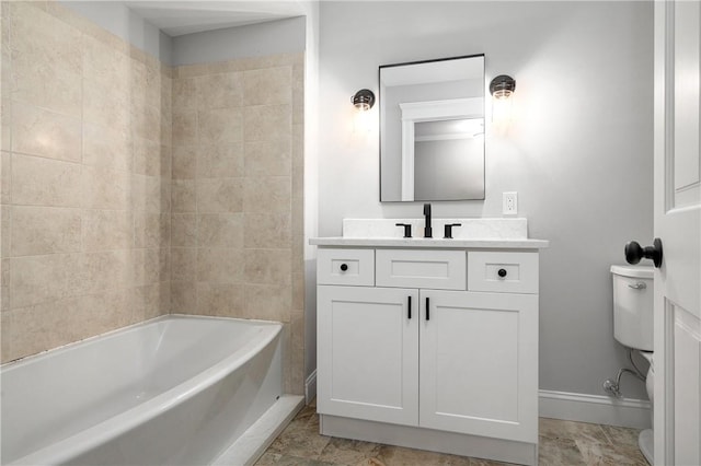 full bathroom featuring vanity,  shower combination, and toilet