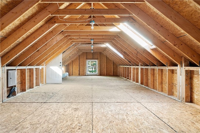 attic with electric panel