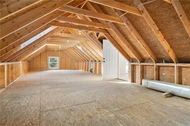 view of unfinished attic