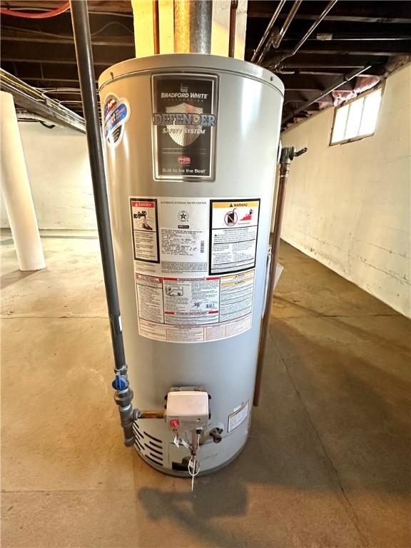 utility room with water heater