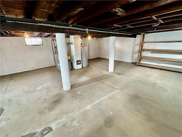 basement with water heater