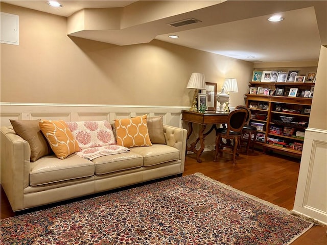 living room with hardwood / wood-style flooring