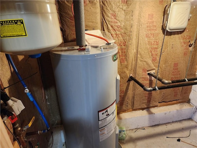 utility room with water heater