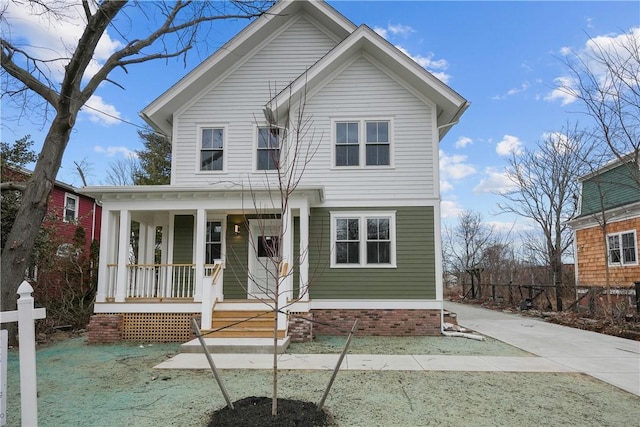 view of front of property featuring covered porch