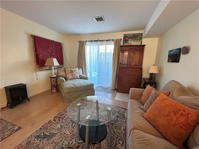 living room with light wood-type flooring