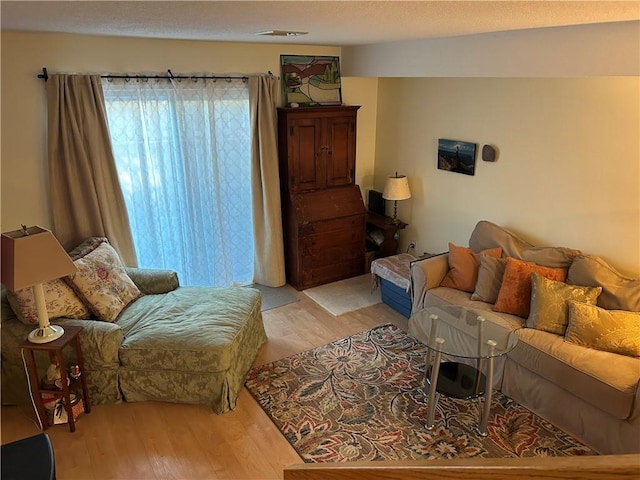 living room with light hardwood / wood-style floors