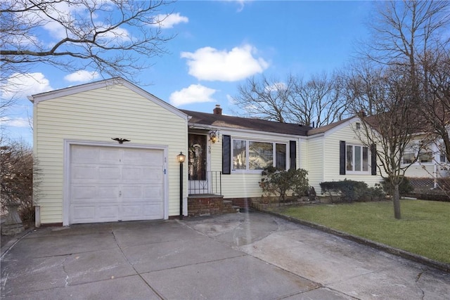 single story home with a front lawn and a garage