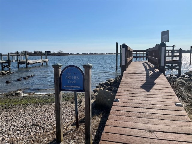 dock area featuring a water view