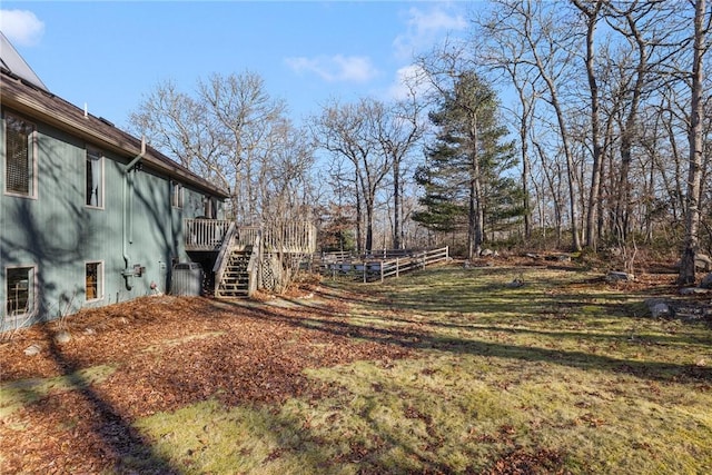 view of yard with a deck