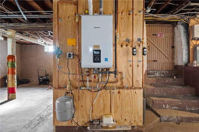 utility room with water heater