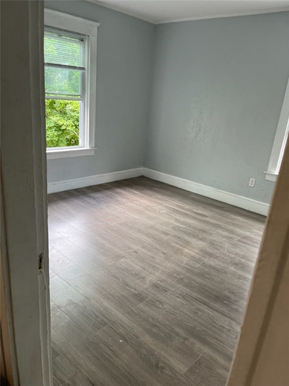 unfurnished room with light wood-type flooring