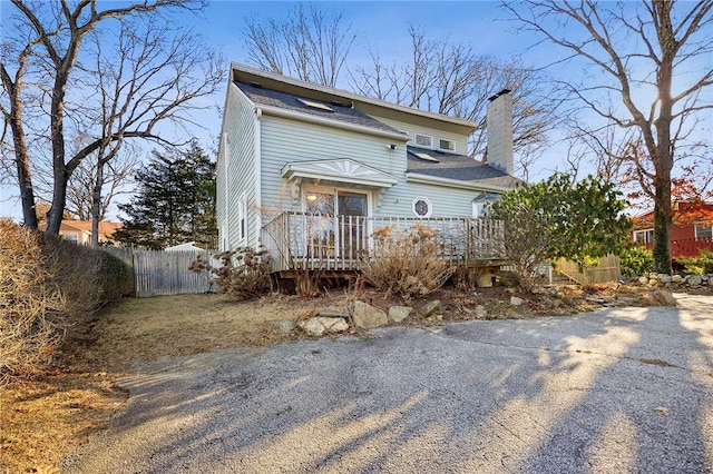 view of front of home featuring a deck