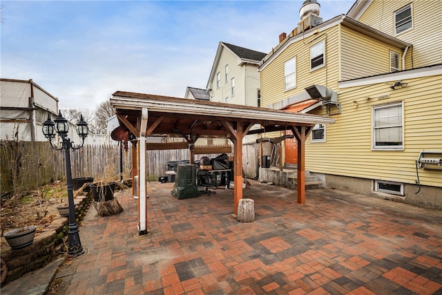 view of patio featuring a gazebo