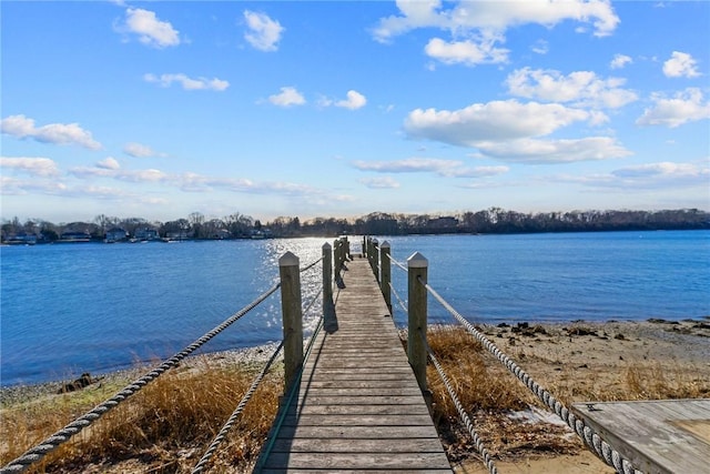 view of dock featuring a water view