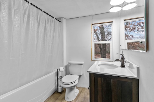 bathroom featuring hardwood / wood-style floors, vanity, and toilet