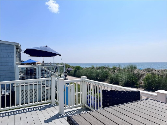 deck with a water view