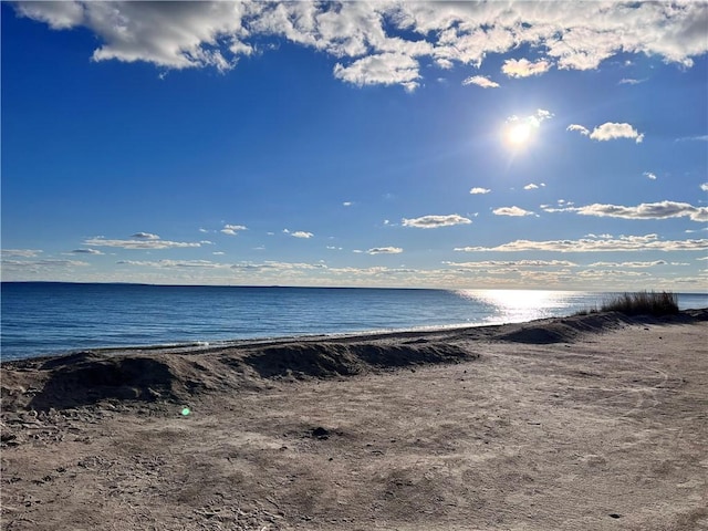 view of water feature with a view of the beach