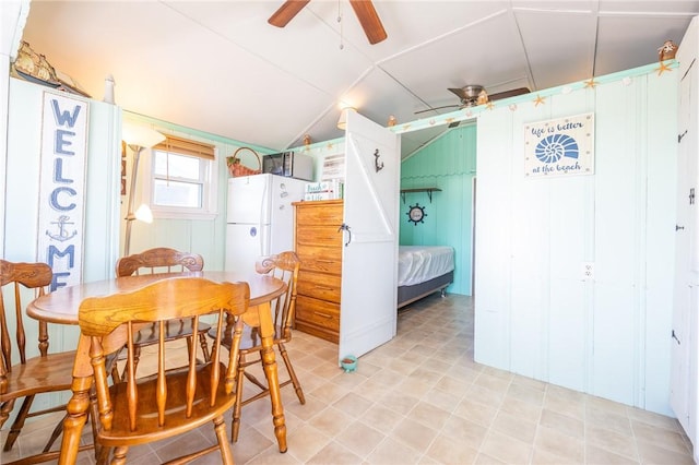 dining space featuring ceiling fan