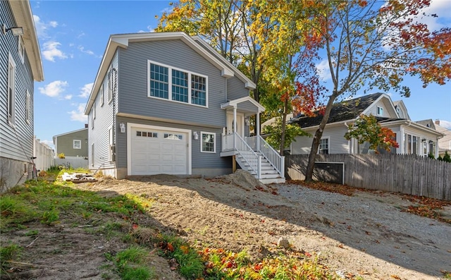 view of front property with a garage