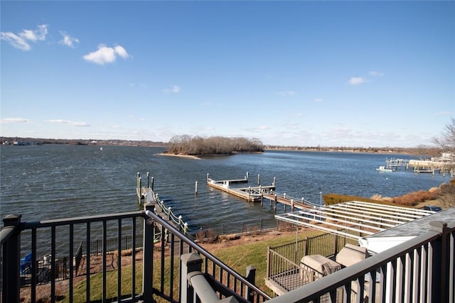 dock area featuring a water view