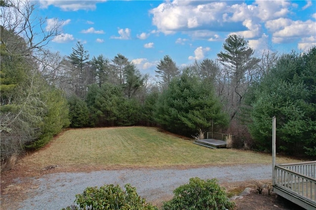 view of yard with a deck