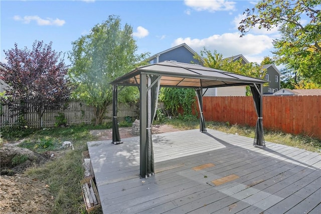 wooden terrace with a gazebo