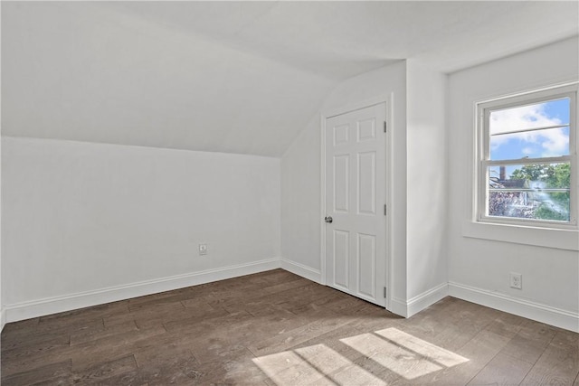 additional living space featuring hardwood / wood-style floors and lofted ceiling