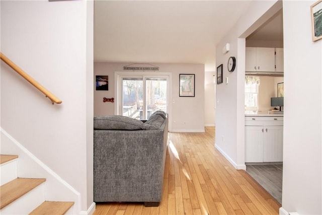 living room featuring light hardwood / wood-style floors