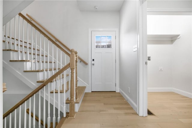 entrance foyer with light wood-type flooring