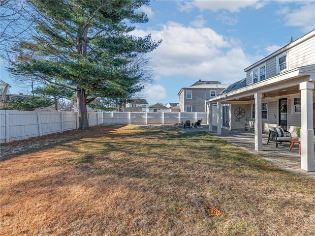 view of yard with a patio area