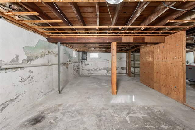 basement with electric panel