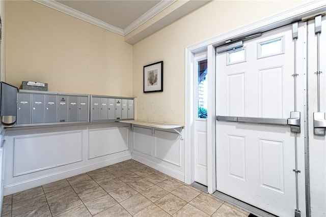 interior space with crown molding