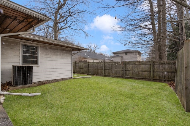 view of yard with central air condition unit