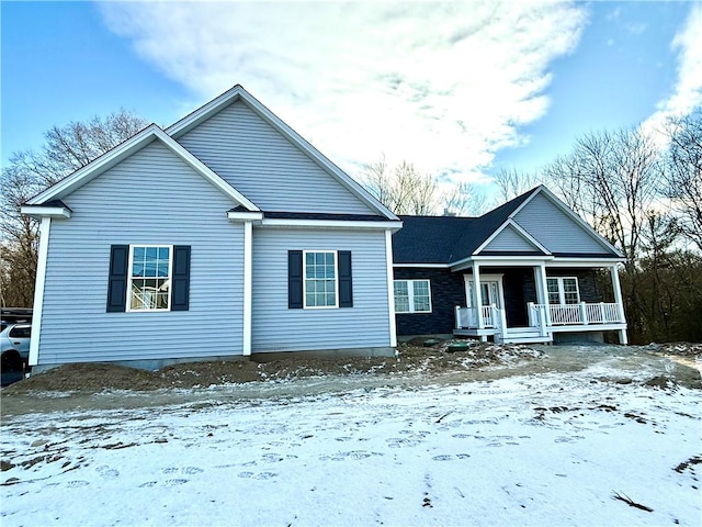 view of front facade featuring covered porch