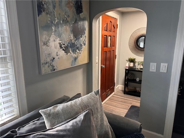 hallway featuring light wood-type flooring