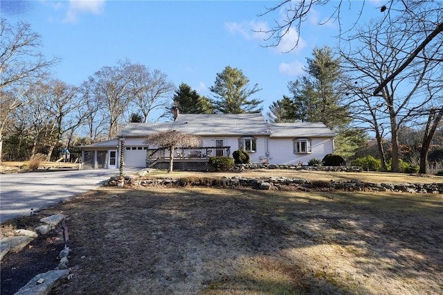 single story home with a garage